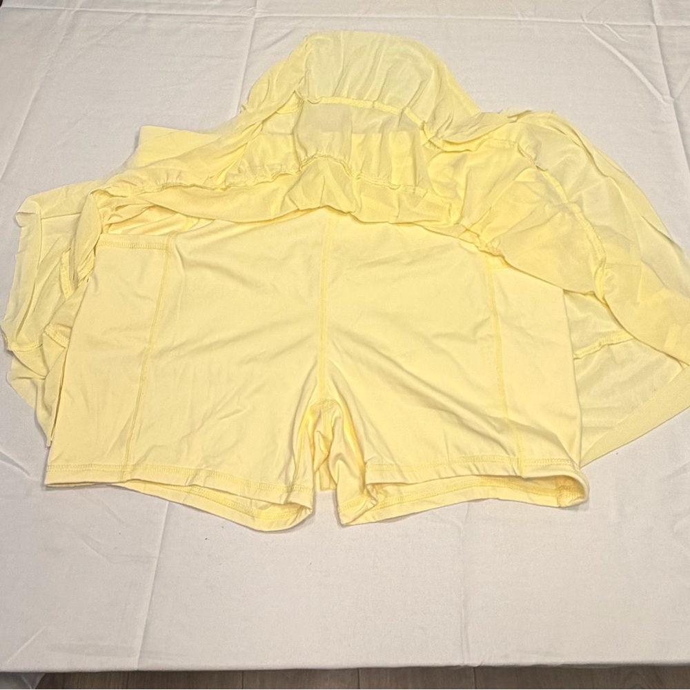 Yellow Ruffle Skort with Drawstring Waist - Picture 4 of 8